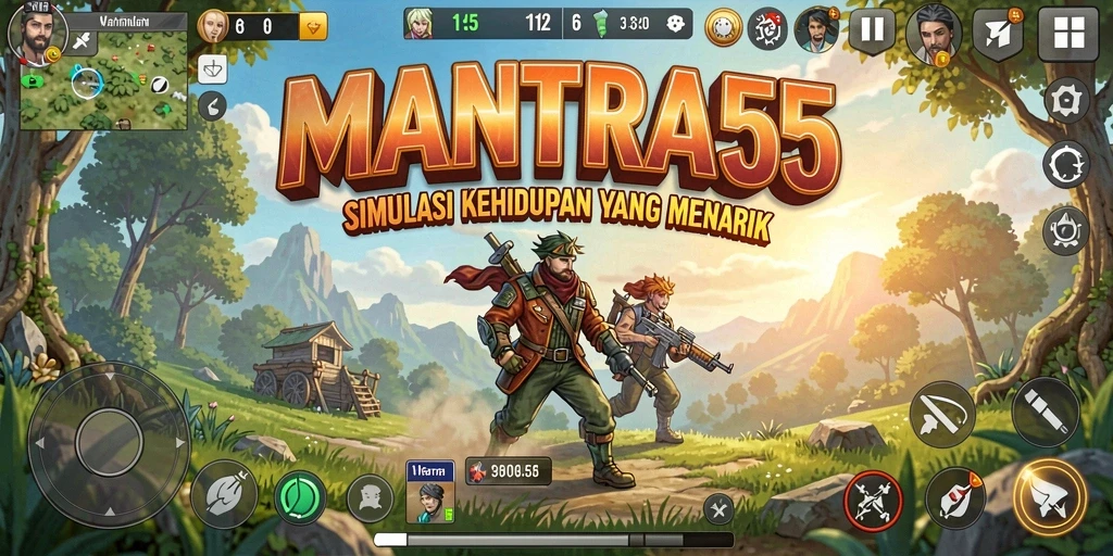 Tampilan gameplay MANTRA55 yang menarik dan interaktif.