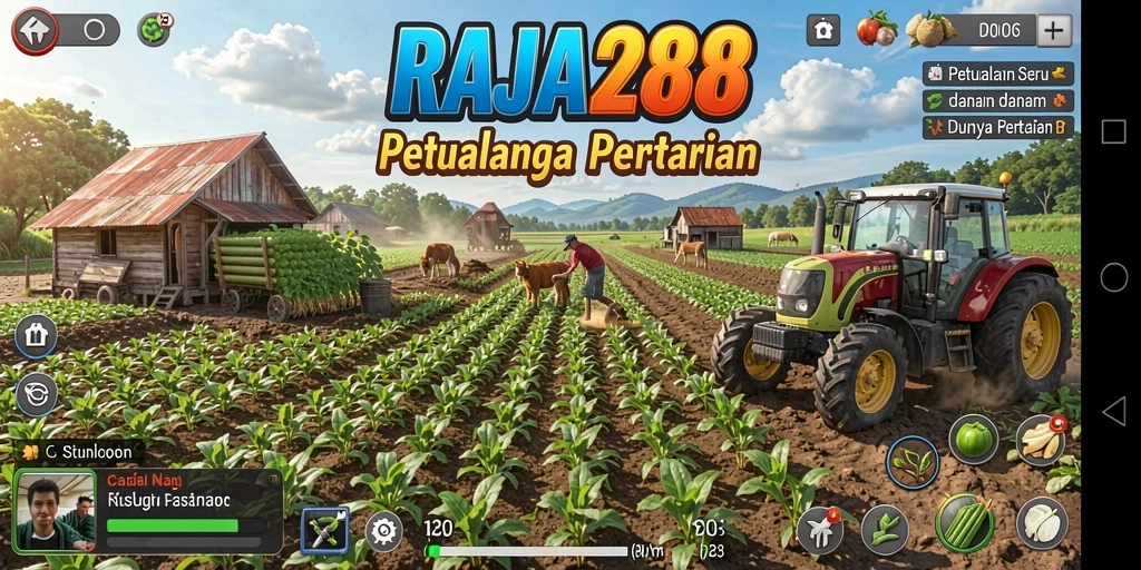 Screenshot gameplay RAJA288 menampilkan aktivitas bertani yang mengasyikkan.