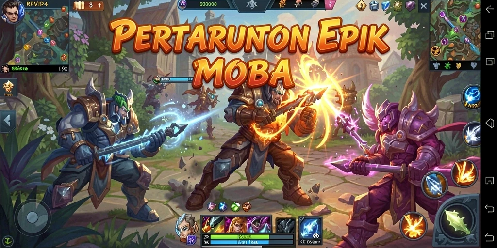 Tampilan menarik dari aksi permainan MOBA RPVIP4.